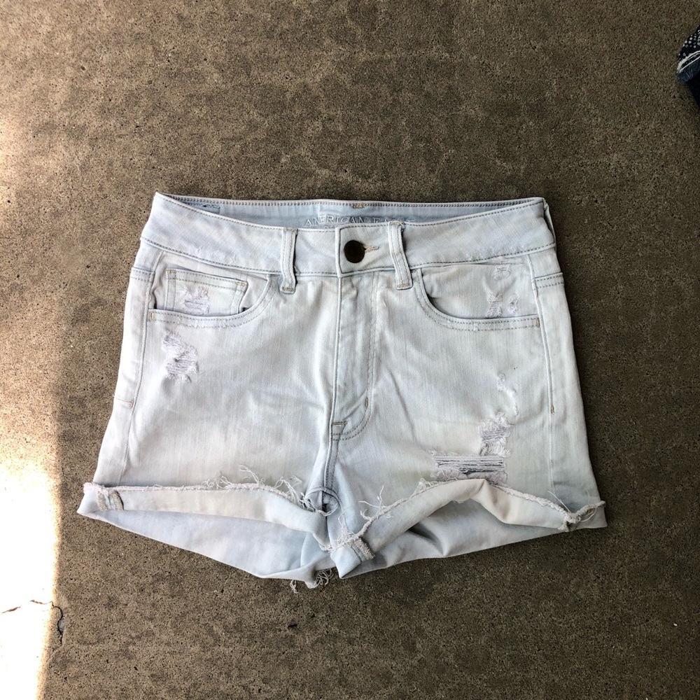 American Eagle High Rise Light Wash Jean Shorts